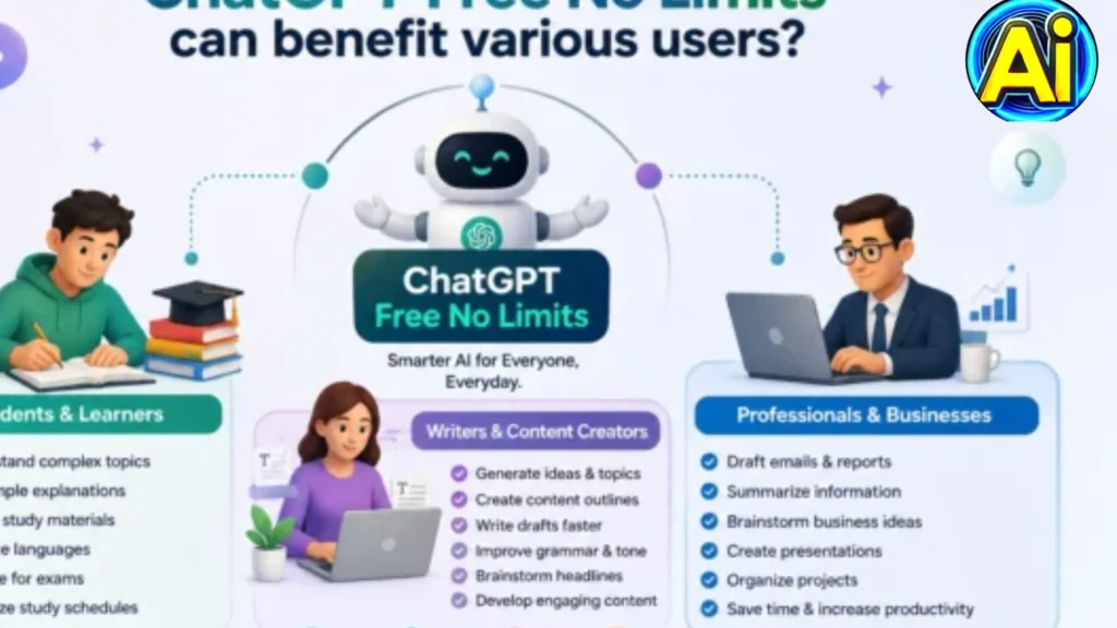 What are the ways that ChatGPT Free No Limits can benefit various users?